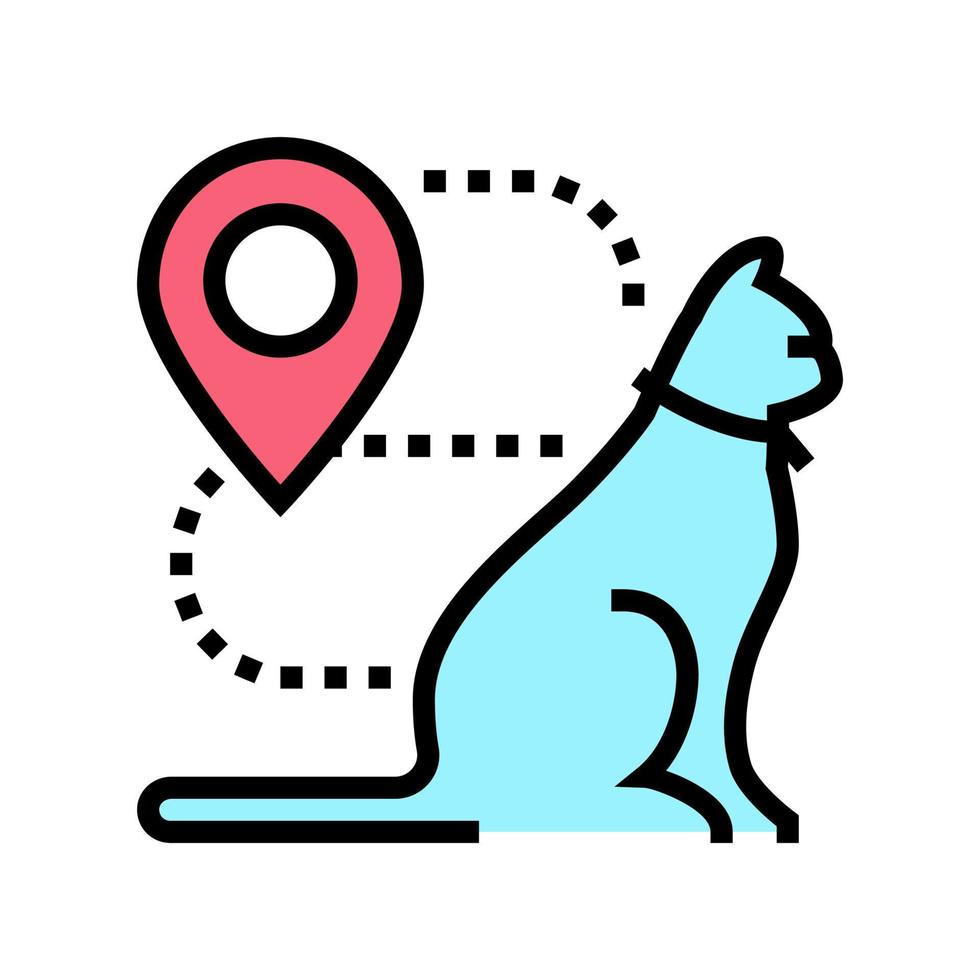 ilustración de vector de icono de color de información de ubicación de gato