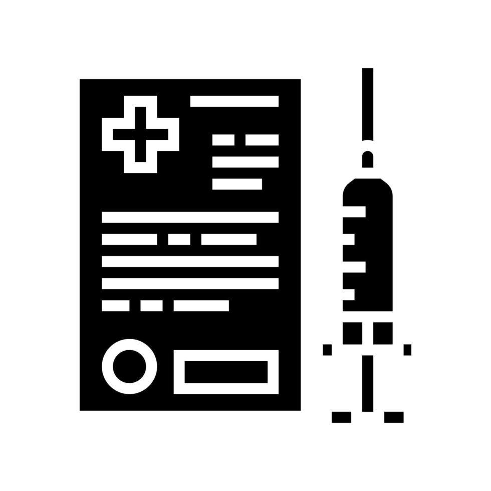 ilustración de vector de icono de glifo de documento de vacunación de mascotas