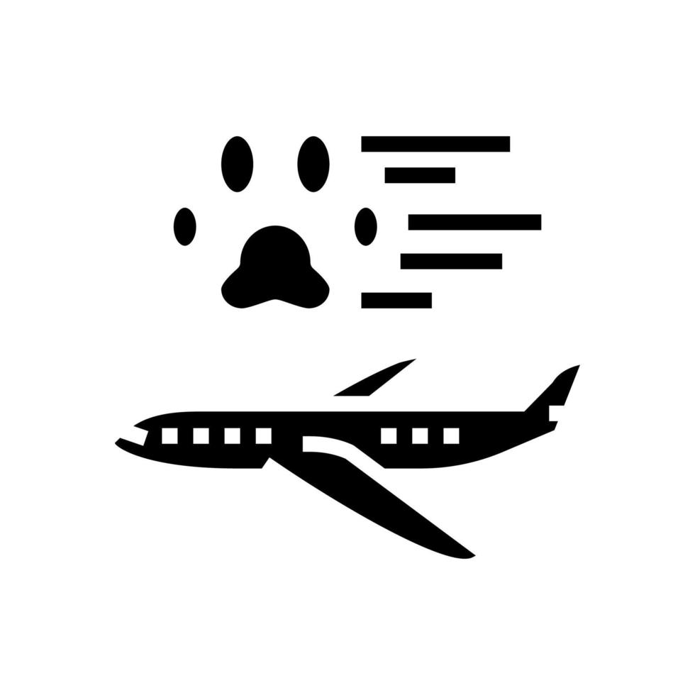 transporte de mascotas en avión glifo icono vector ilustración