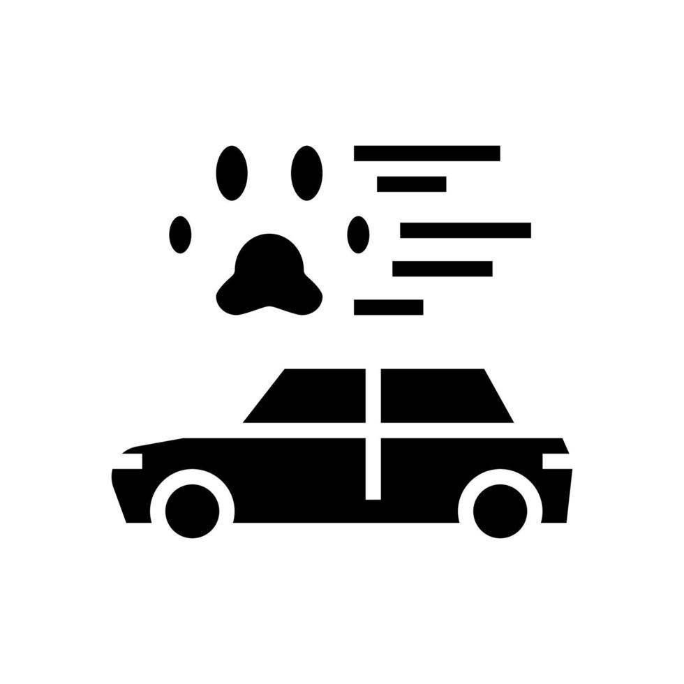 transporte de mascotas en la ilustración de vector de icono de glifo de coche