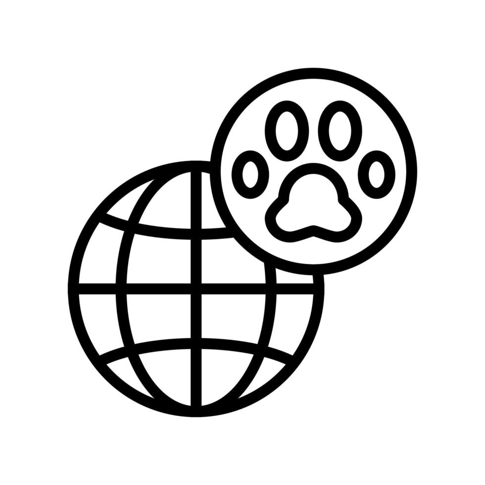 Ilustración de vector de icono de línea de viaje mundial de mascotas