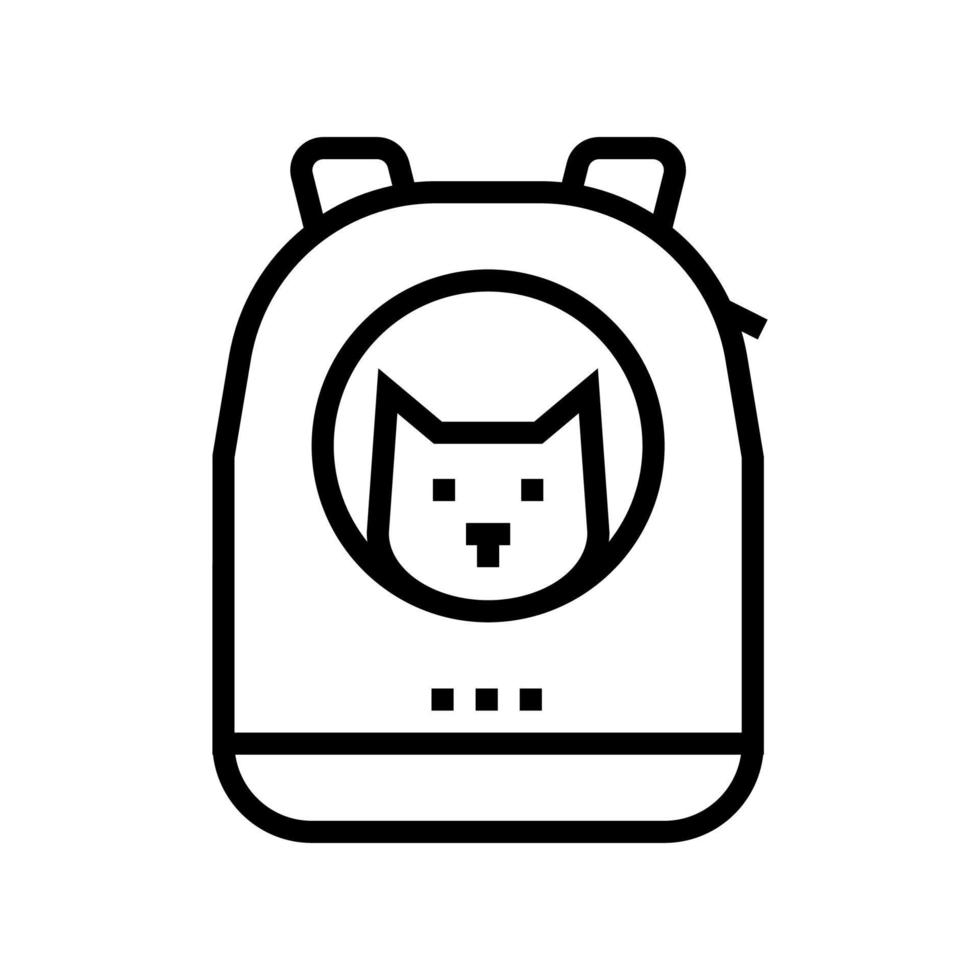 mochila para gato con ilustración de vector de icono de línea