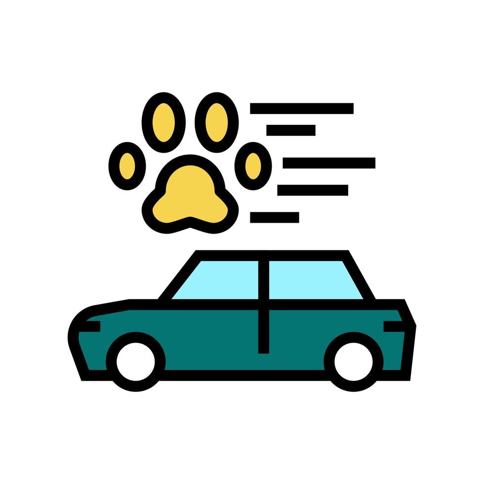 transporte de mascotas en la ilustración de vector de icono de color de coche