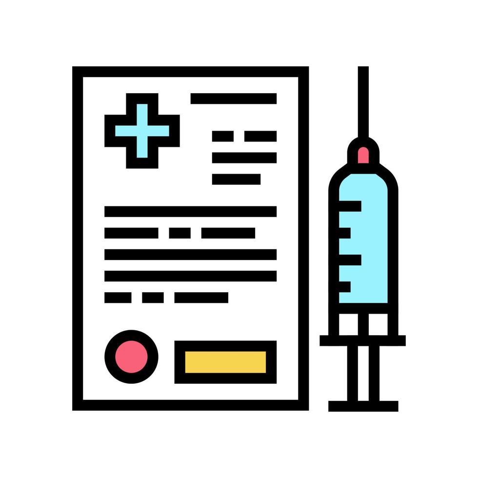 pet vaccination document color icon vector illustration