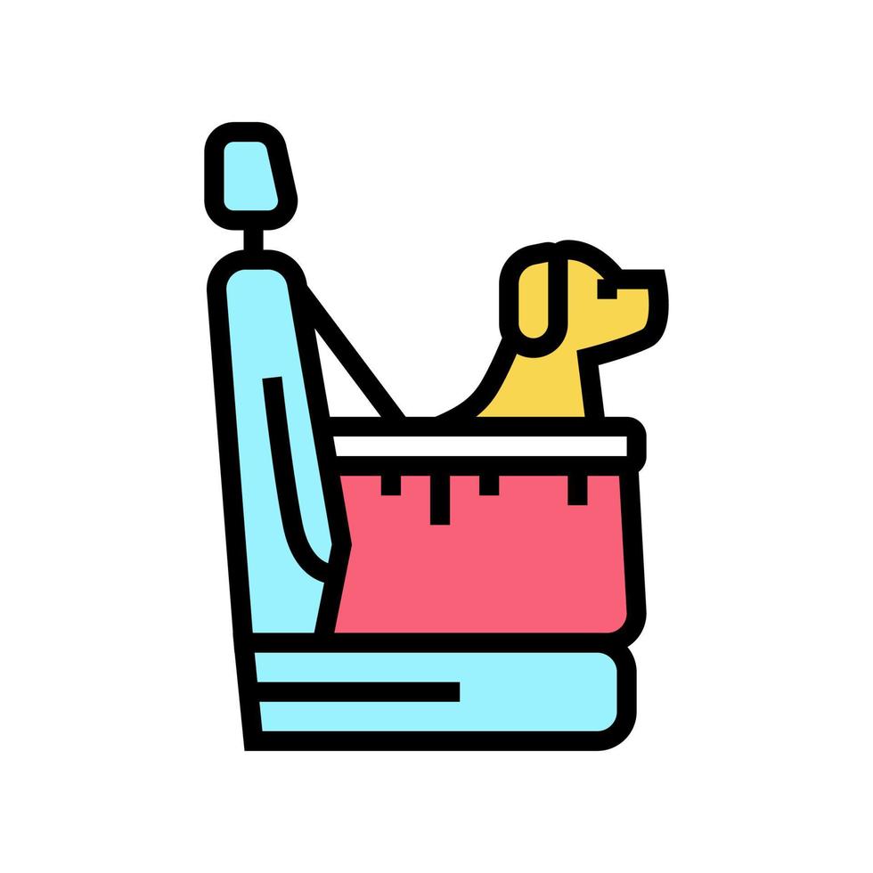 bolsa para el transporte de perros en la ilustración de vector de icono de color de coche