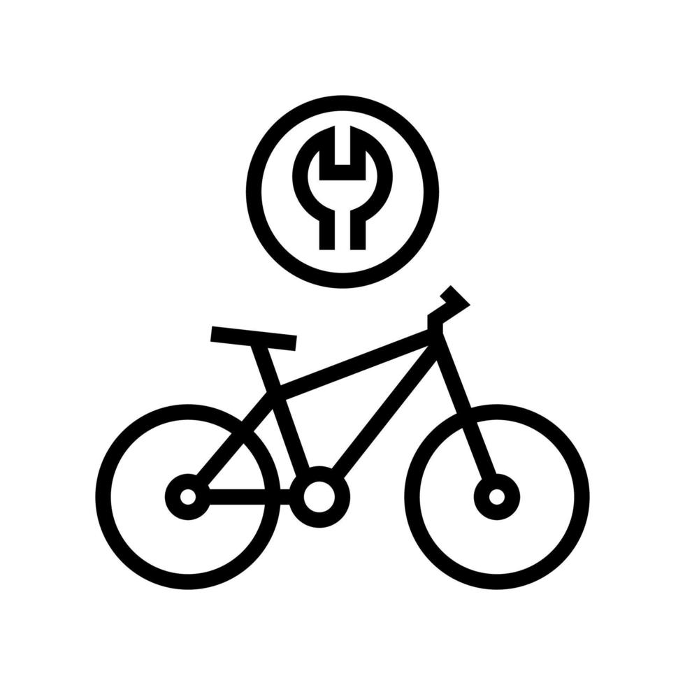 ilustración de vector de icono de línea de reparación de bicicletas complejas