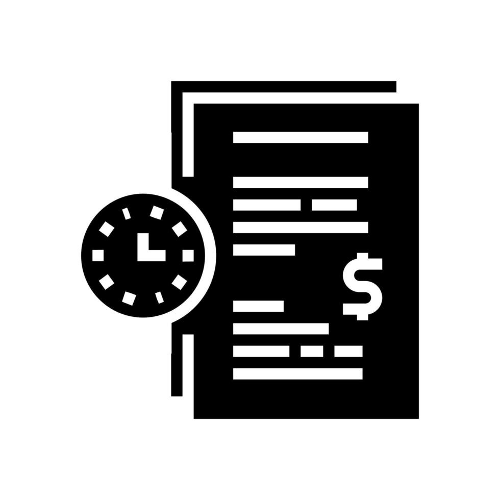 forfeit for time late agreement glyph icon vector illustration