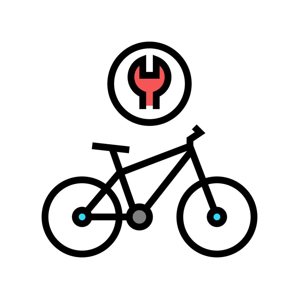 ilustración de vector de icono de color de reparación de bicicleta compleja