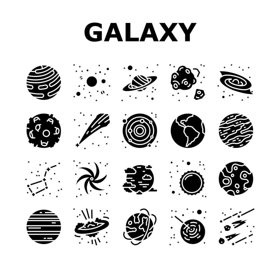 conjunto de iconos de colección de espacio del sistema de galaxias vector