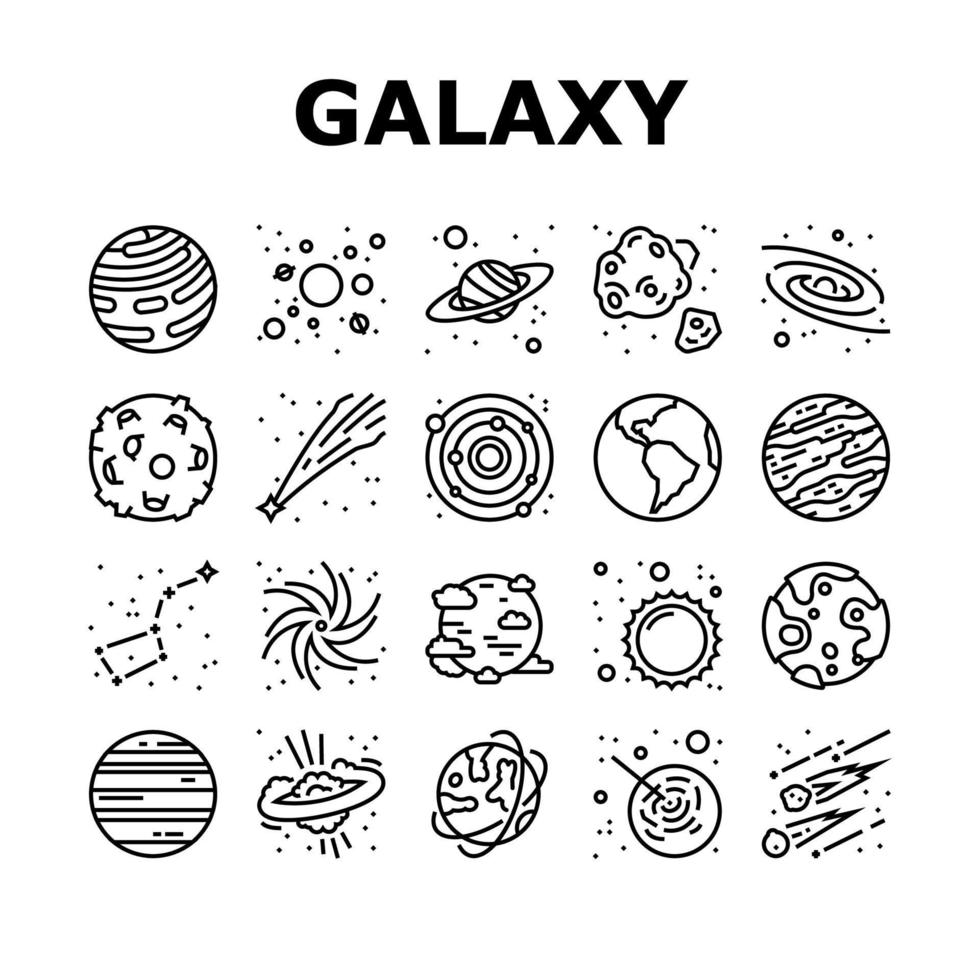 conjunto de iconos de colección de espacio del sistema de galaxias vector