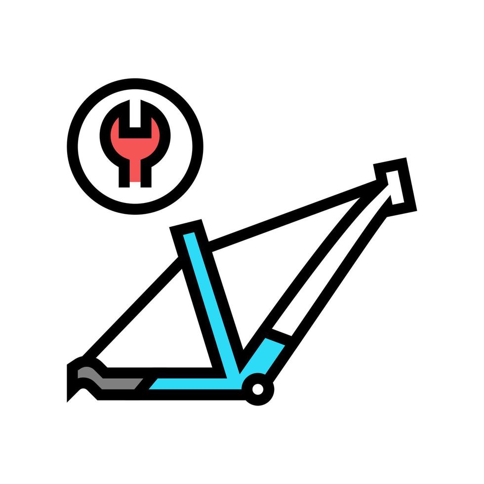 Ilustración de vector de icono de color de reparación de cuadro de bicicleta