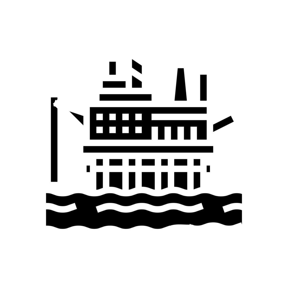 ilustración de vector de icono de glifo de plataforma de gasolina de mar
