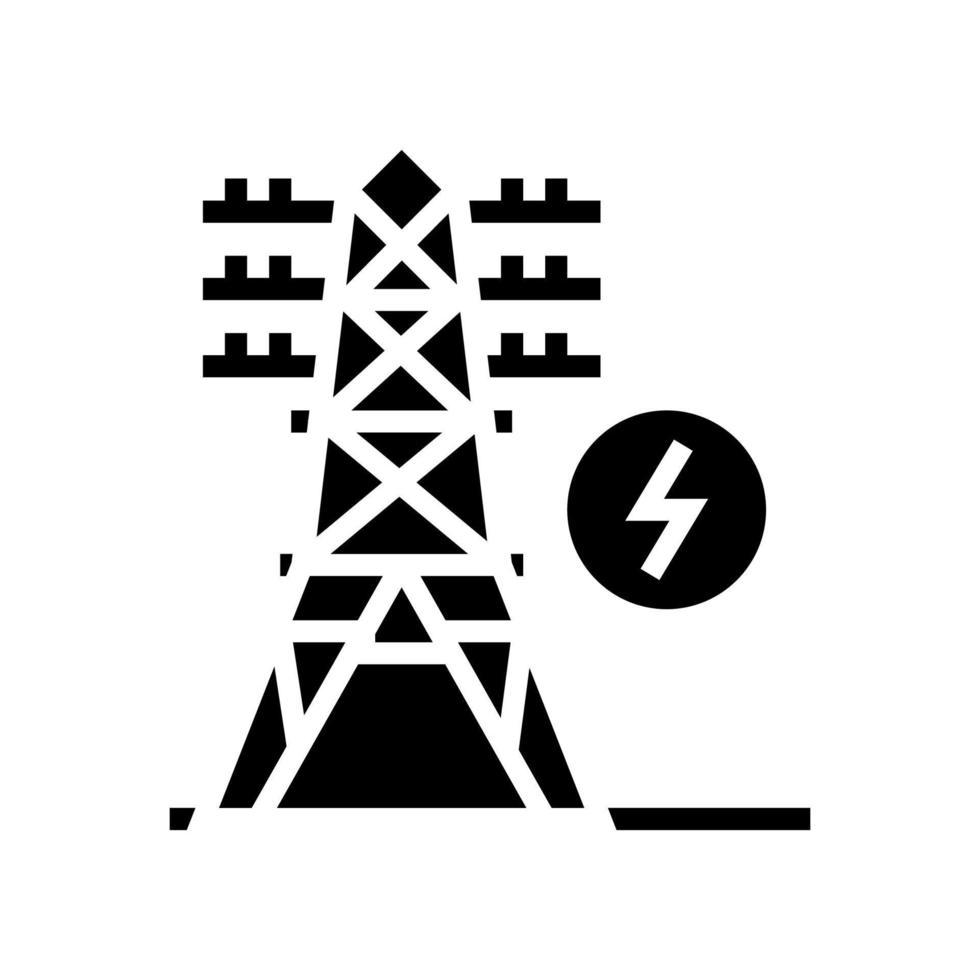 torre eléctrica glifo icono vector negro ilustración