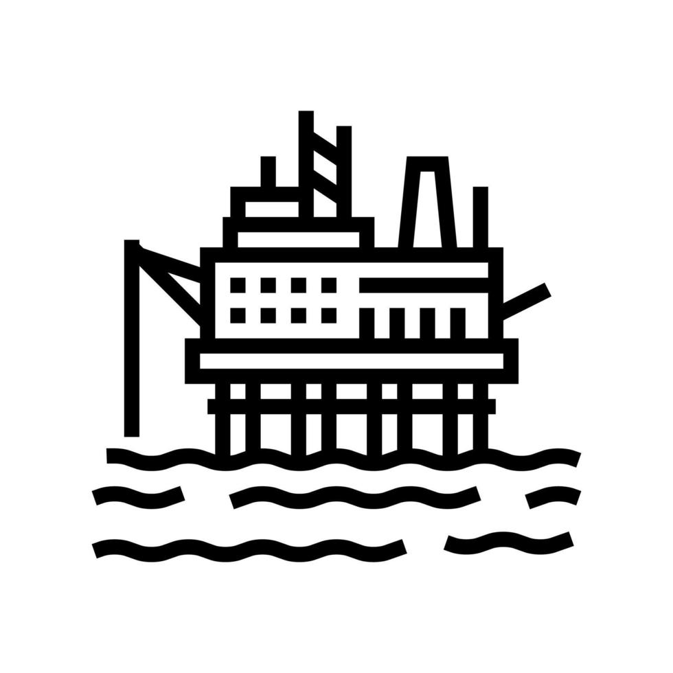 sea petrol rig line icon vector illustration