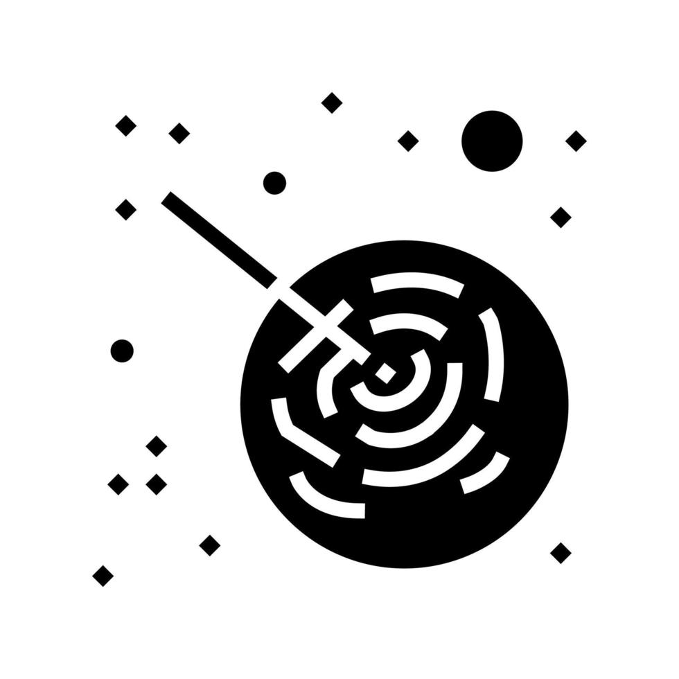 asteroid falling on planet glyph icon vector illustration