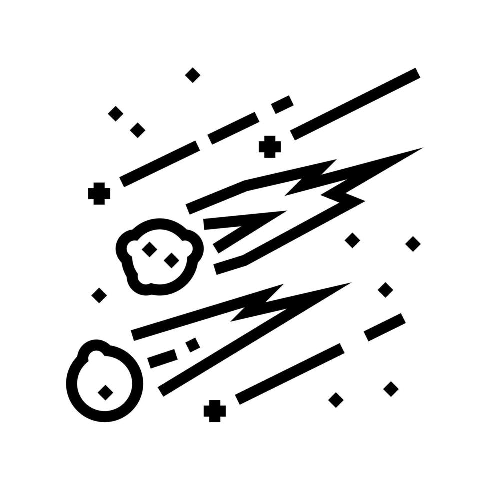 falling meteors line icon vector black illustration