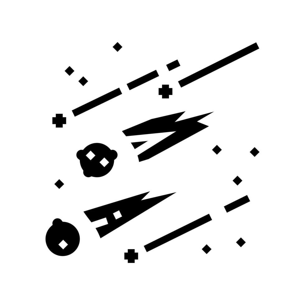 falling meteors glyph icon vector black illustration