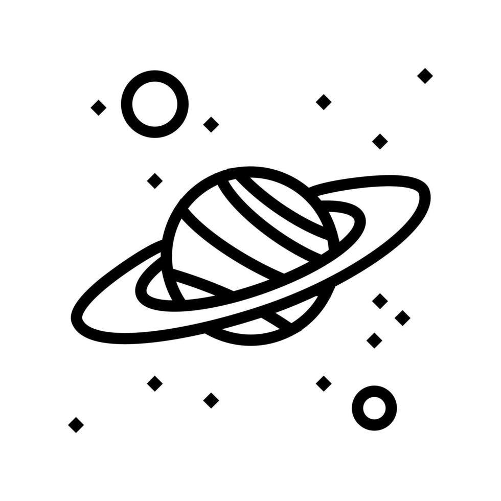 saturn planet line icon vector black illustration