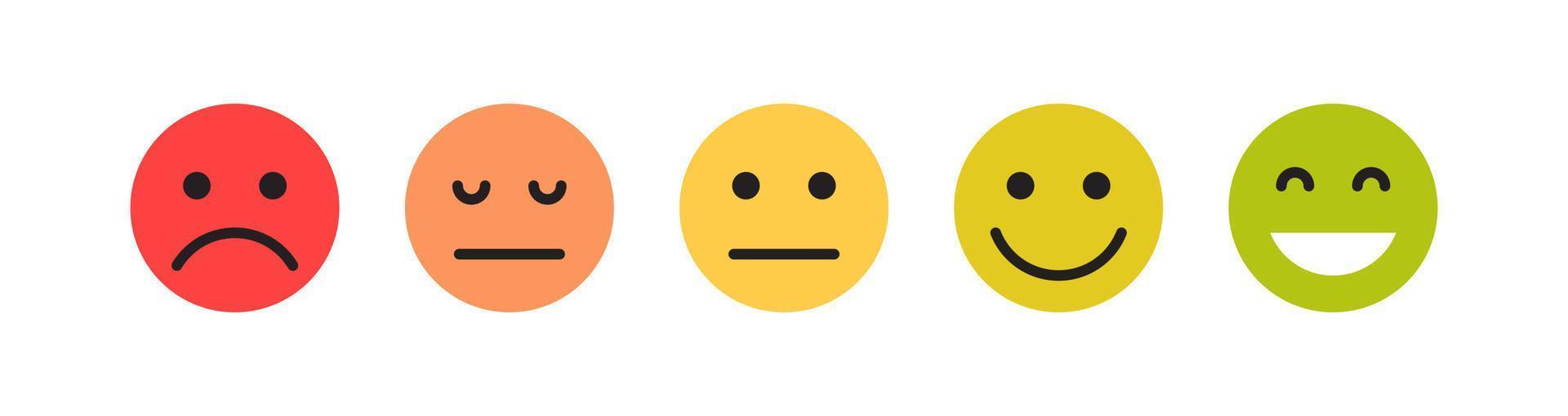 Customer feedback facial expressions and simple expressions different cartoon smile flat vector illustration.