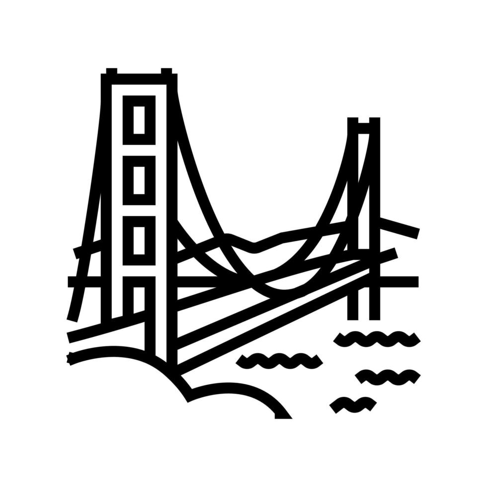 golden gate puente línea icono vector ilustración