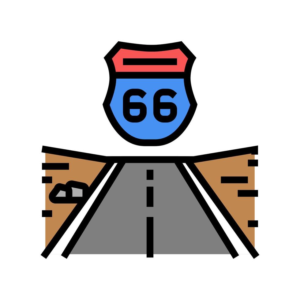 carretera 66 color icono vector ilustración