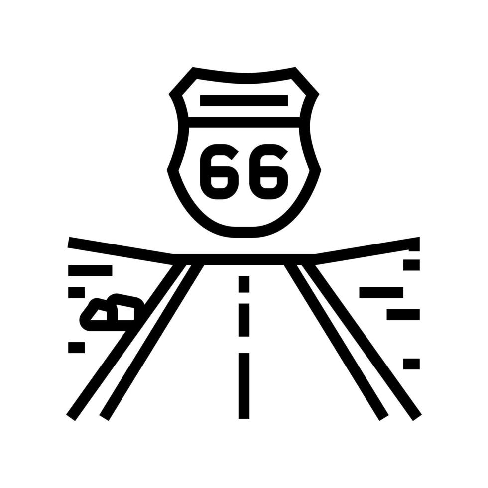 carretera 66 línea icono vector ilustración
