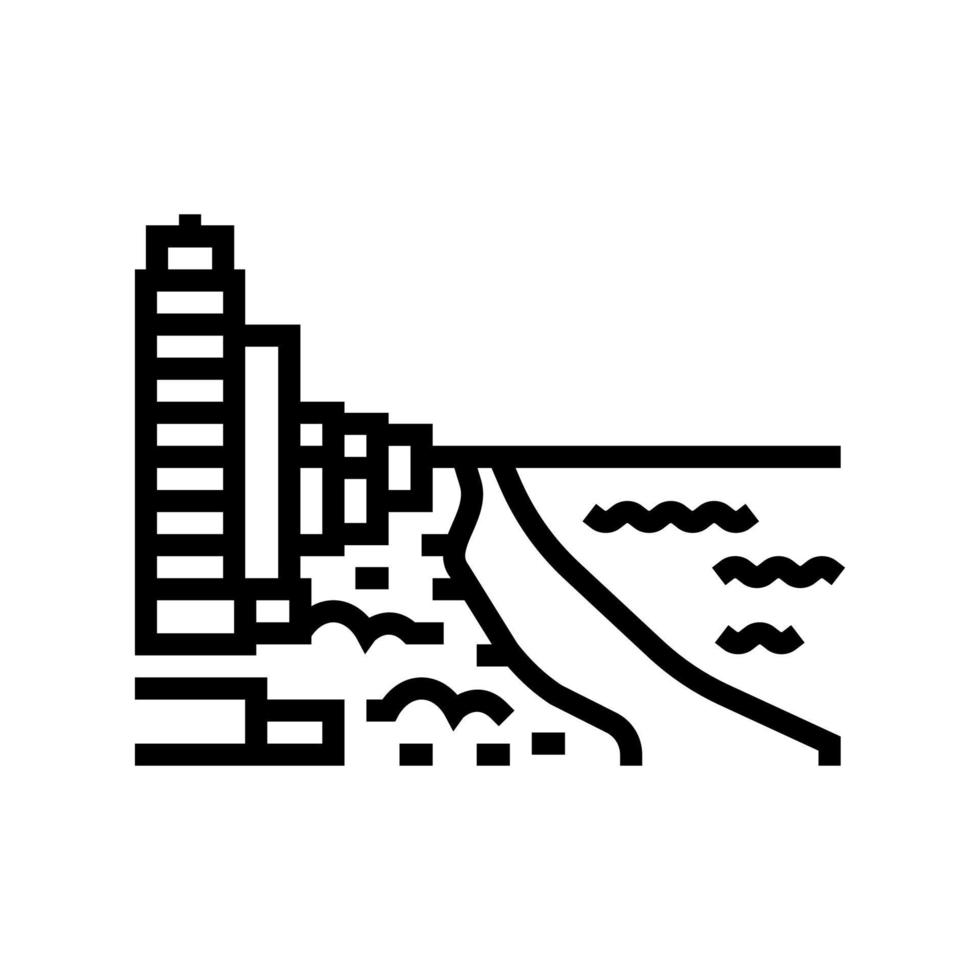 ilustración de vector de icono de línea de playa de miami