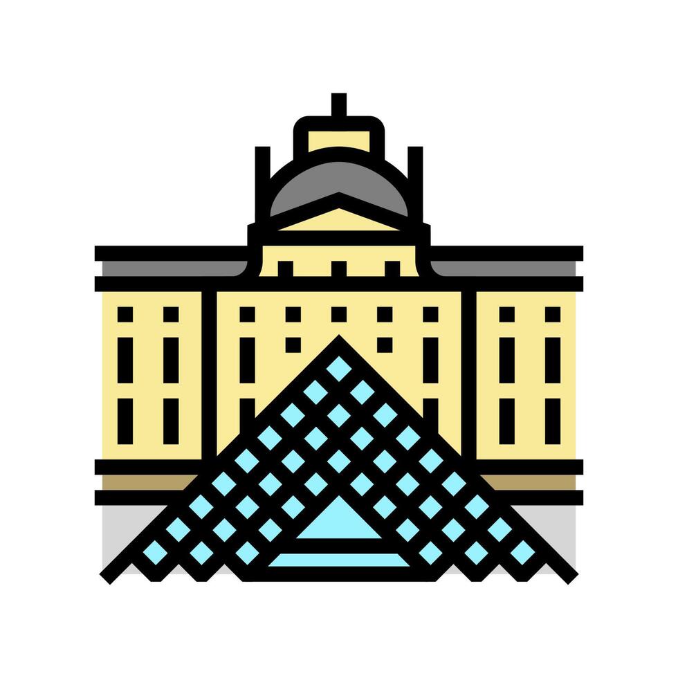 louvre france museum color icon vector illustration