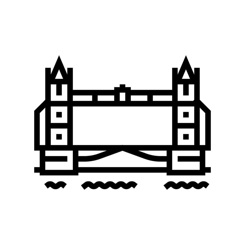 torre londres puente línea icono vector ilustración