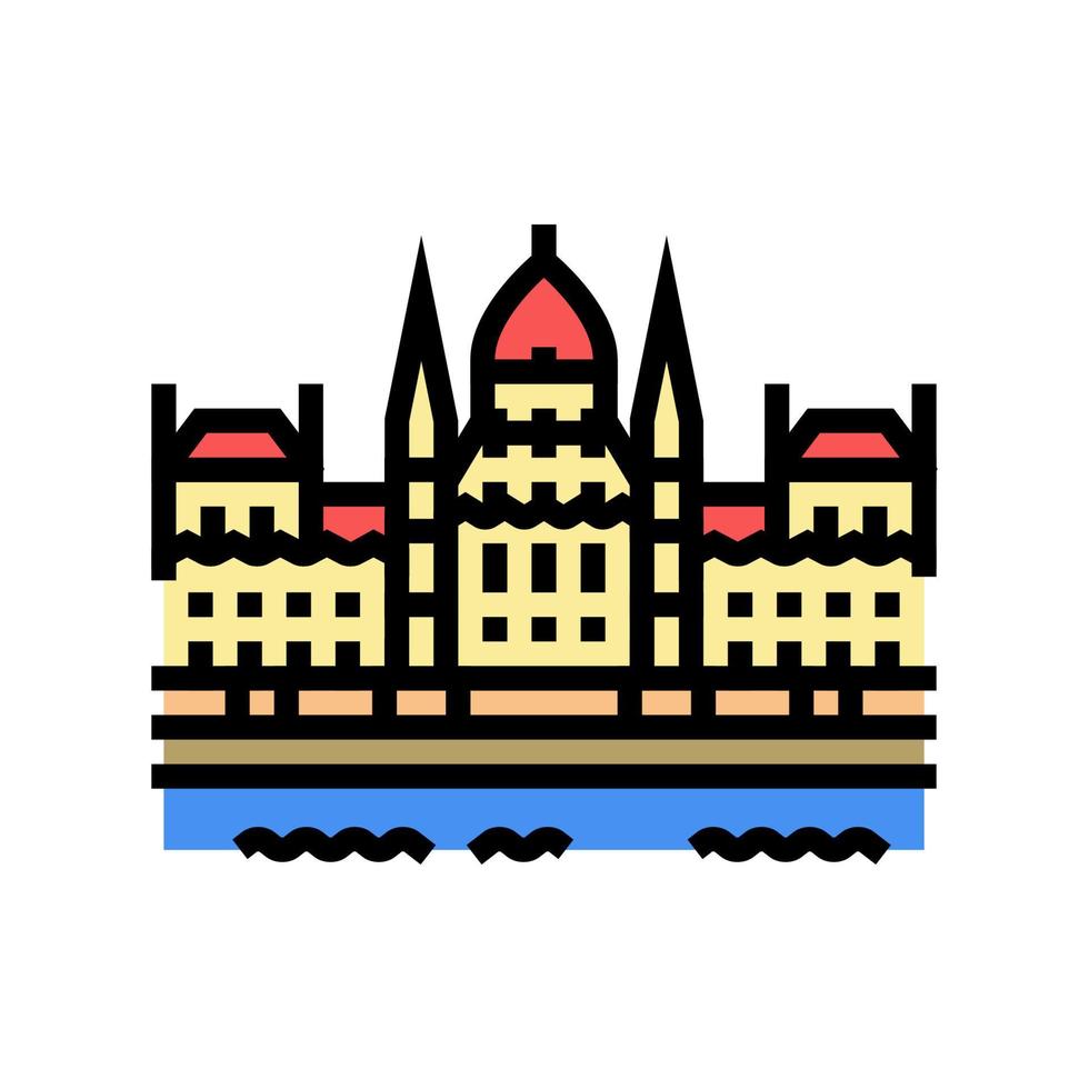 hungarian parliament building color icon vector illustration