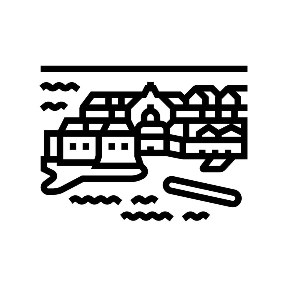 ilustración de vector de icono de línea de ciudad vieja de dubrovnik