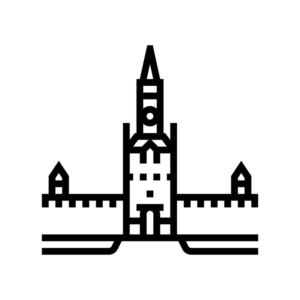 ilustración de vector de icono de línea de kremlin de moscú