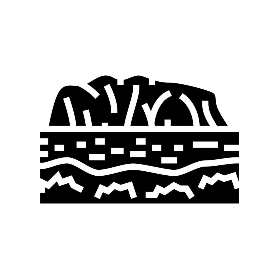 ilustración de vector de icono de glifo de montaña uluru