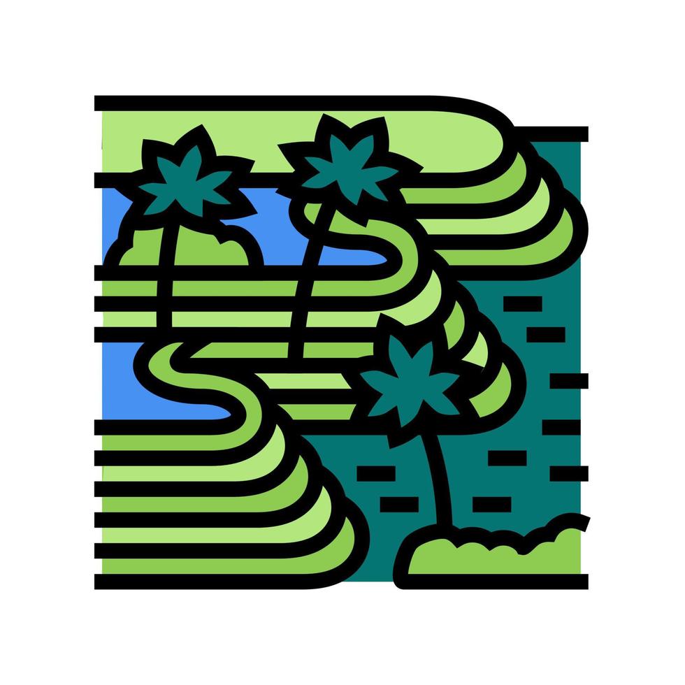 tegallalang rice terraces color icon vector illustration