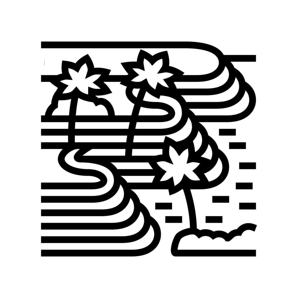 tegallalang arroz terrazas línea icono vector ilustración