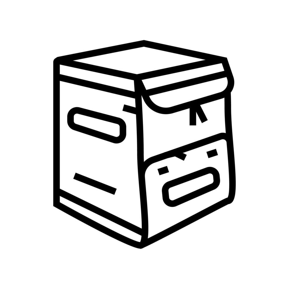 ilustración de vector de icono de línea de caja de bolsa de entrega