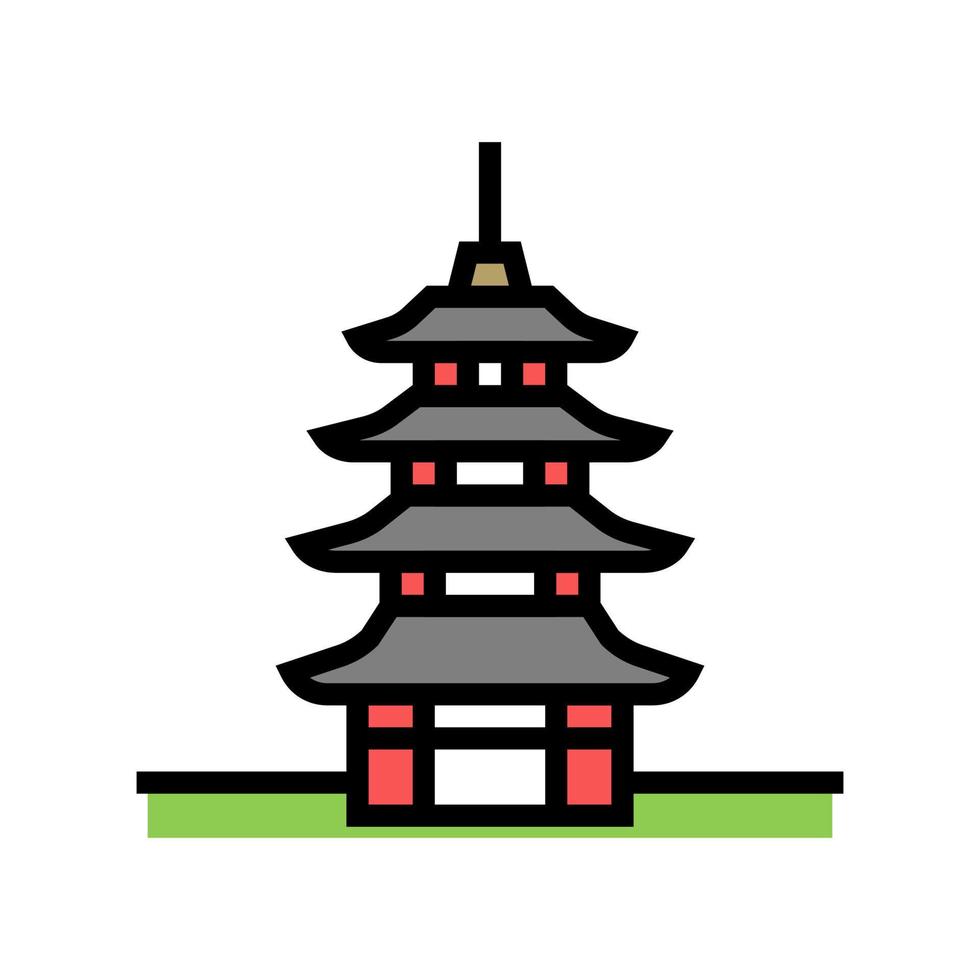 pagoda asia edificio color icono vector ilustración