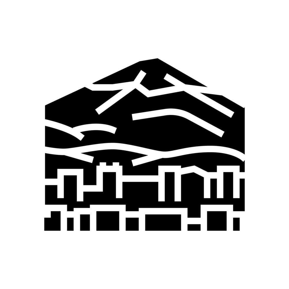 fujiyama montaña glifo icono vector ilustración