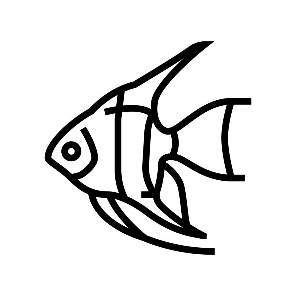 angelfish aquarium fish line icon vector illustration