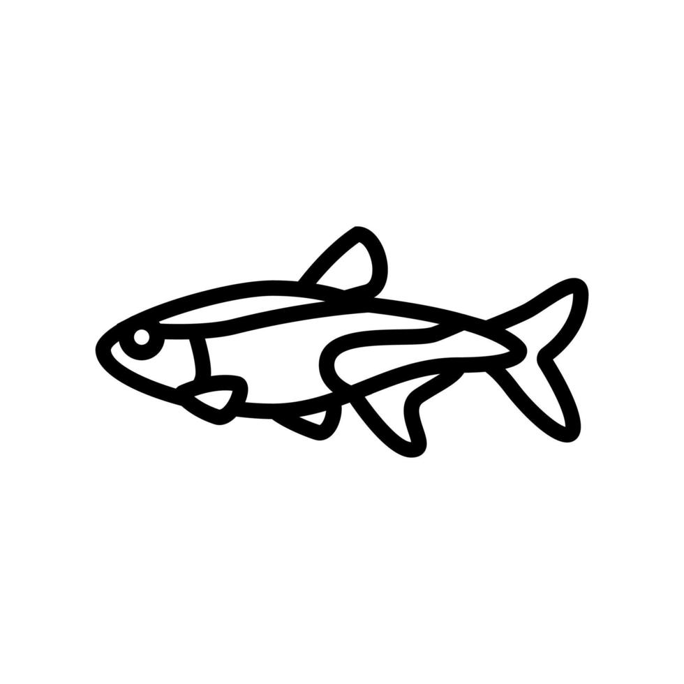 Ilustración de vector de icono de línea de peces de acuario tetras