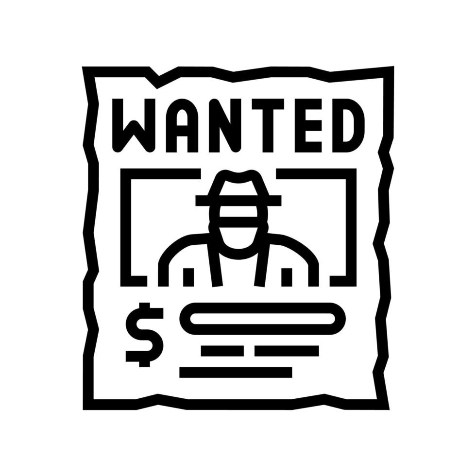 wanted poster line icon vector illustration