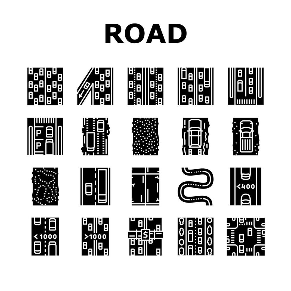 Road Urban And Country Highway Icons Set Vector