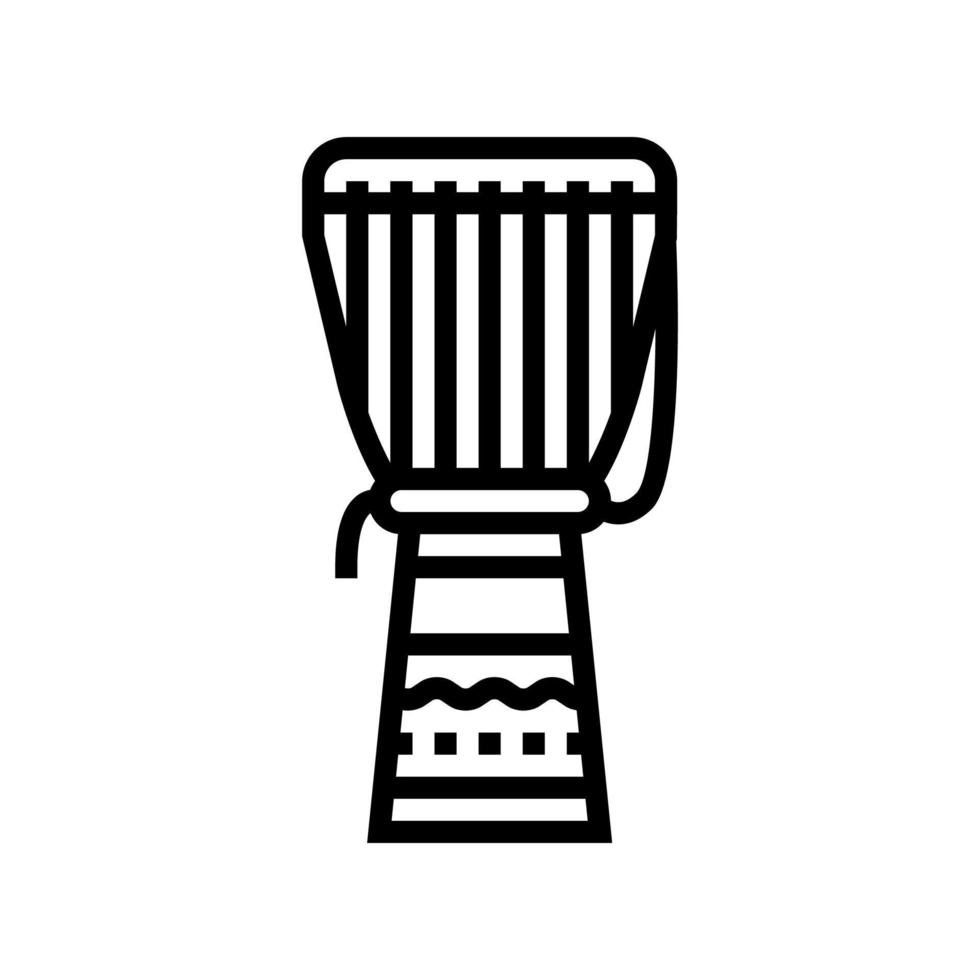 tambor áfrica músico tradicional instrumento línea icono vector ilustración
