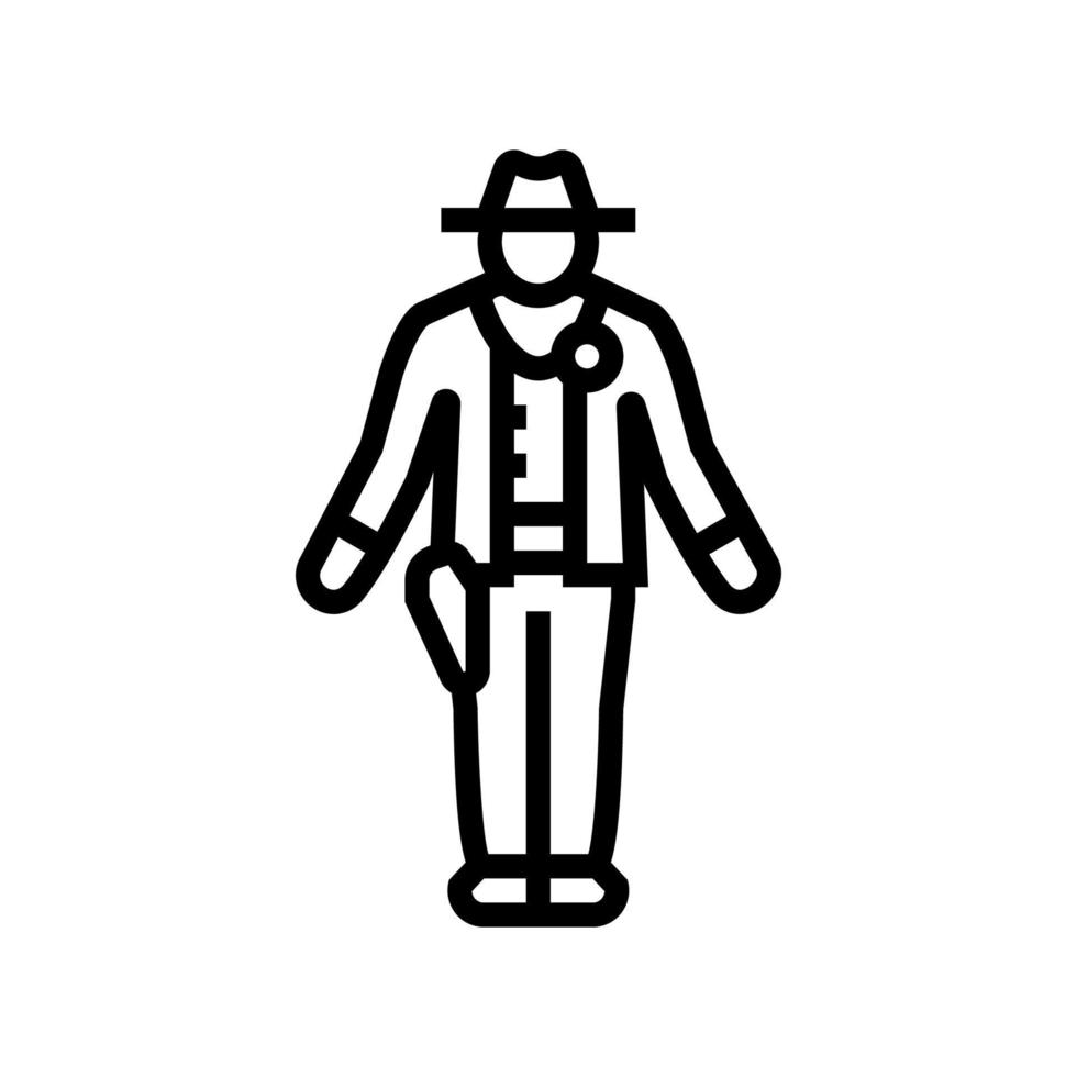 sheriff línea occidental icono vector ilustración