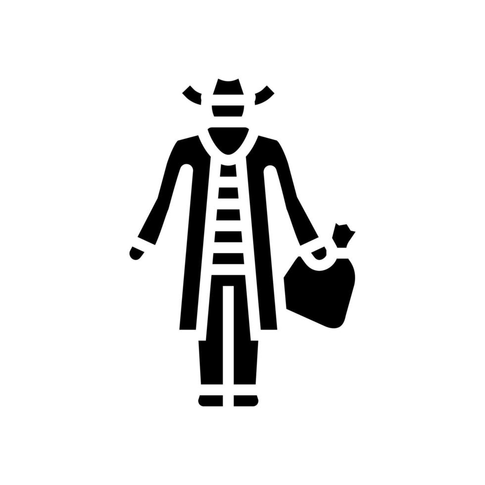 bandido hombre glifo icono vector ilustración