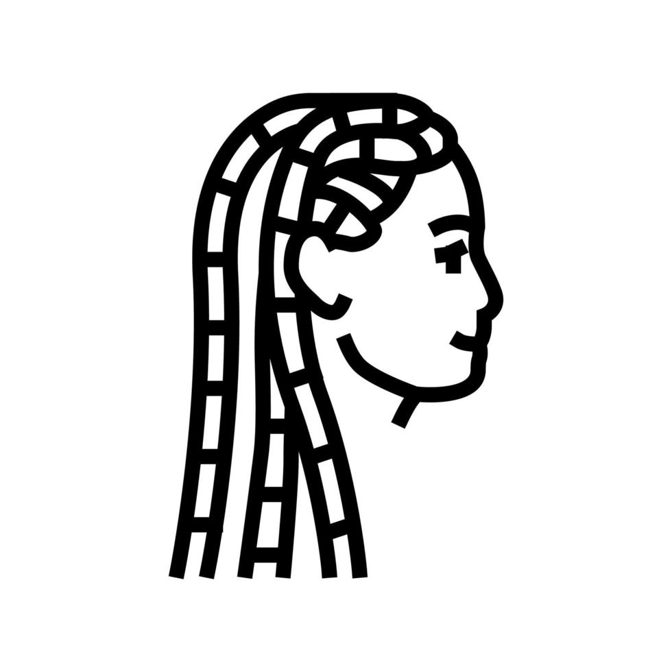 trenzas peinado línea icono vector ilustración