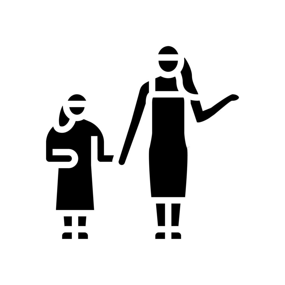 mamá e hija peinado glifo icono vector ilustración