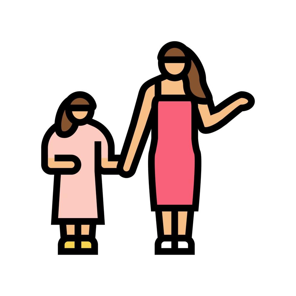 ilustración de vector de icono de color de peinado de mamá e hija