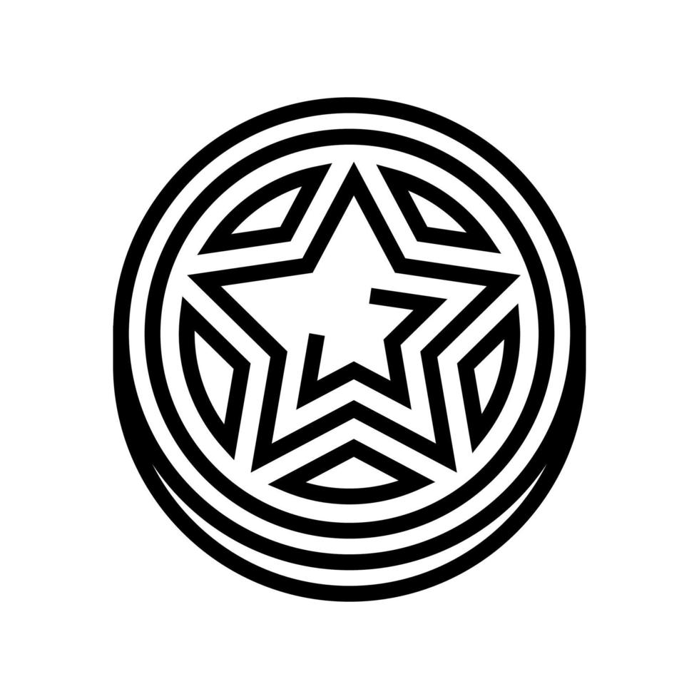 golden star game award line icon vector illustration