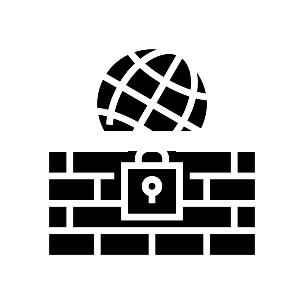 protección de pared en todo el mundo icono de glifo de internet ilustración vectorial vector